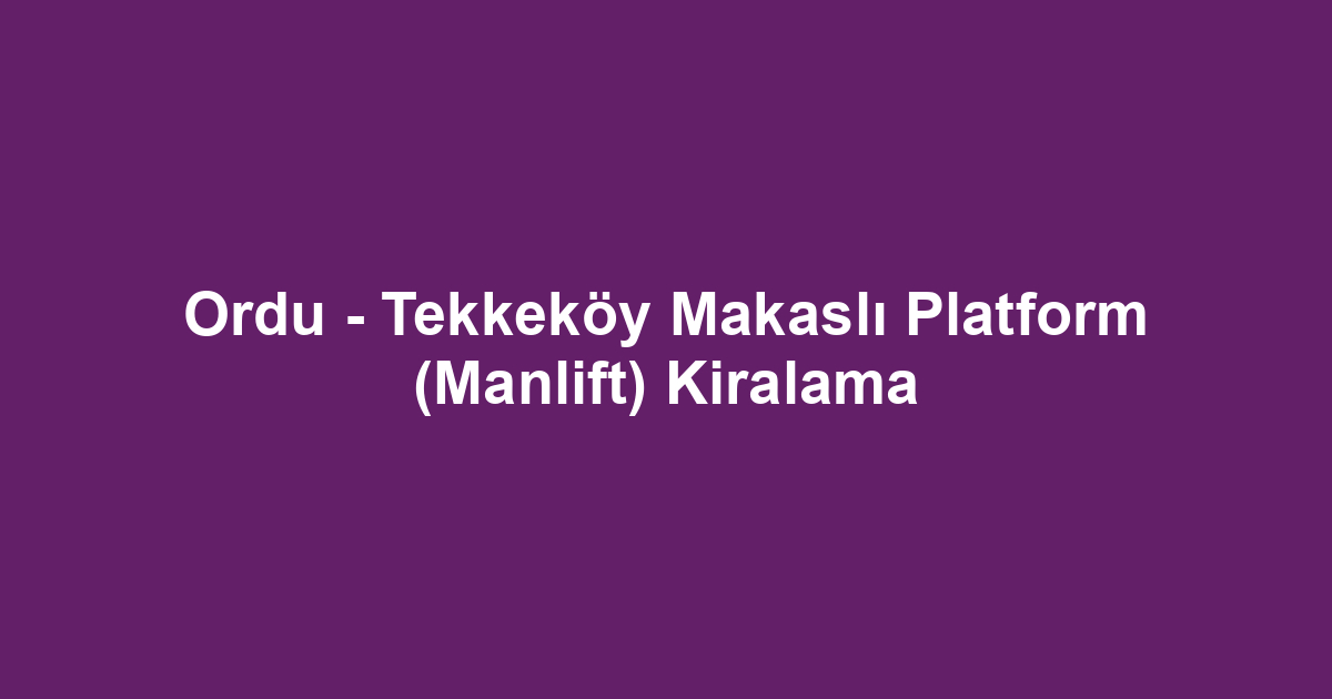 Ordu - Tekkeköy Makaslı Platform (Manlift) Kiralama