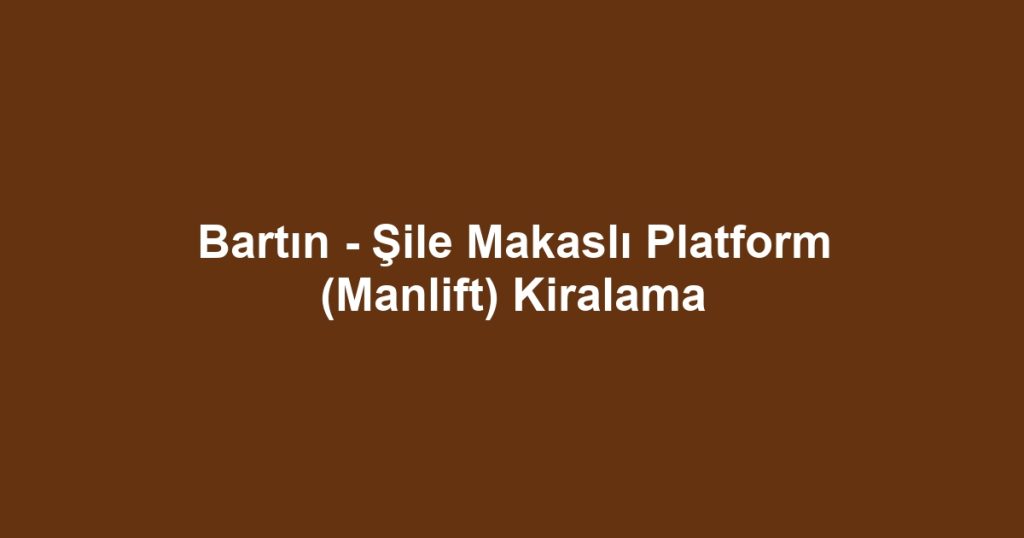 Bartın - Şile Makaslı Platform (Manlift) Kiralama