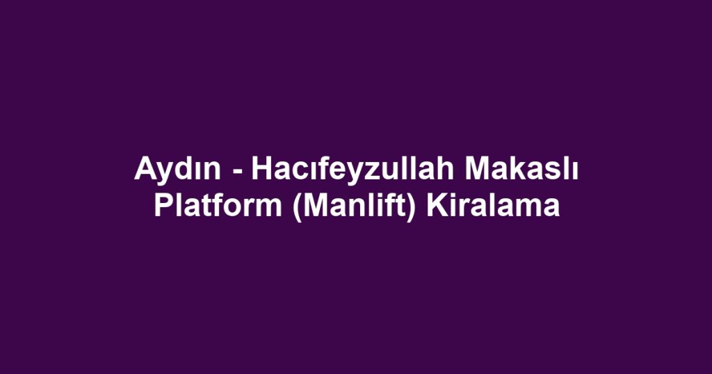 Aydın - Hacıfeyzullah Makaslı Platform (Manlift) Kiralama