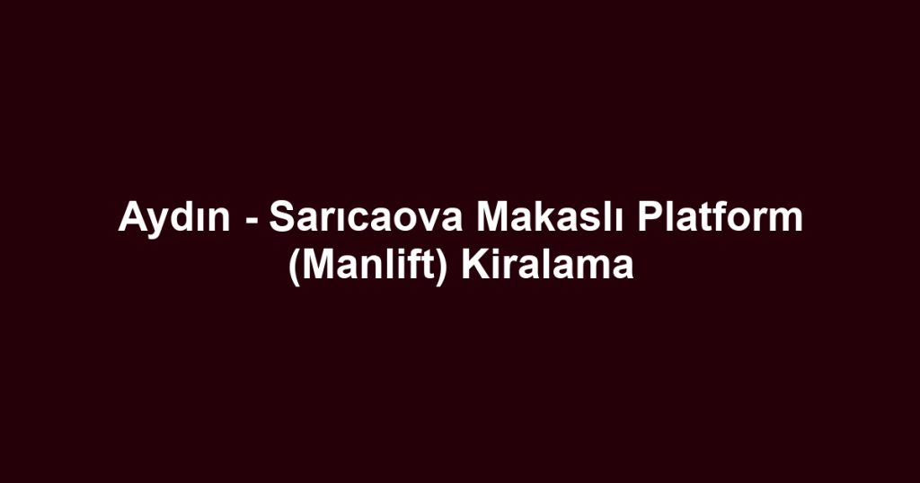 Aydın - Sarıcaova Makaslı Platform (Manlift) Kiralama