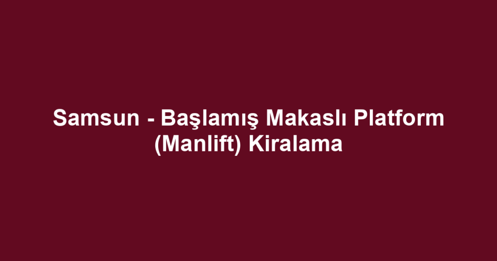 Samsun - Başlamış Makaslı Platform (Manlift) Kiralama