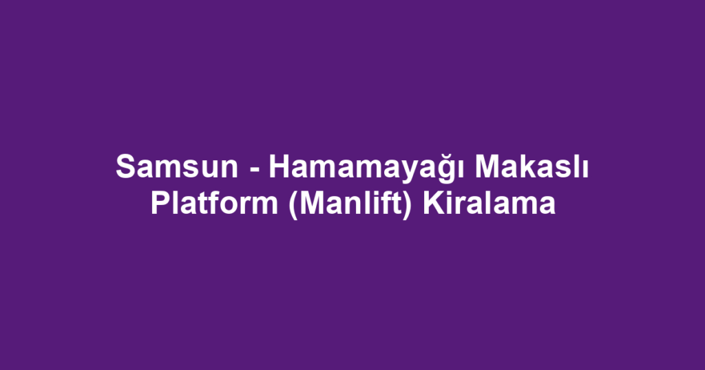 Samsun - Hamamayağı Makaslı Platform (Manlift) Kiralama