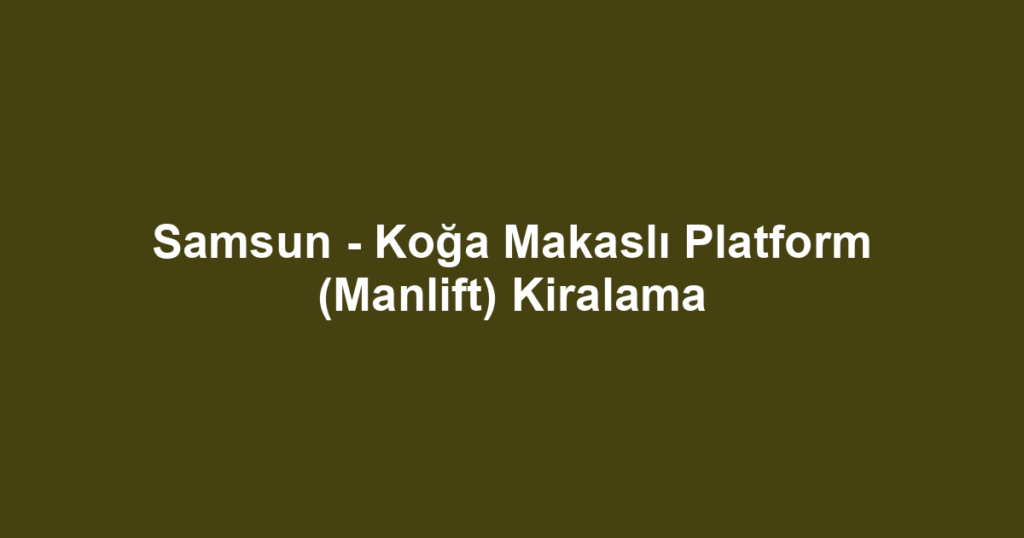 Samsun - Koğa Makaslı Platform (Manlift) Kiralama