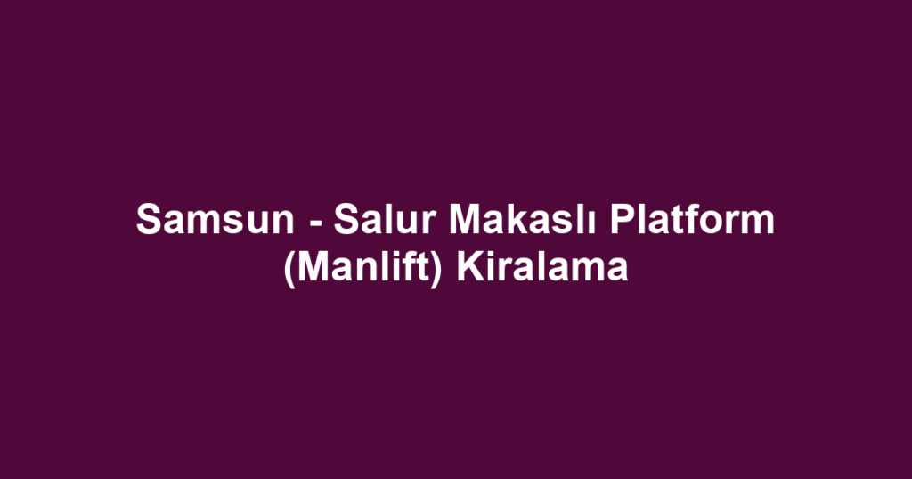 Samsun - Salur Makaslı Platform (Manlift) Kiralama