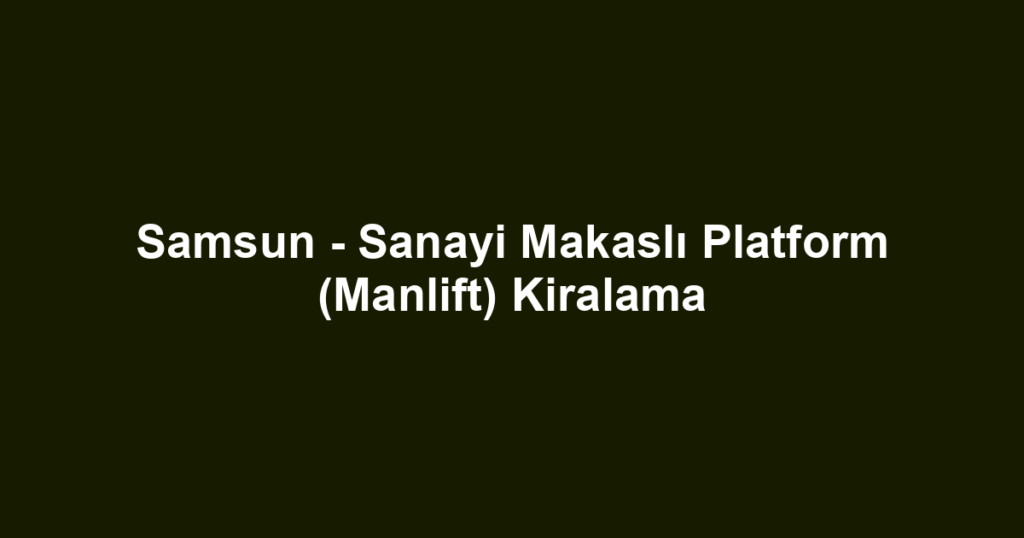 Samsun - Sanayi Makaslı Platform (Manlift) Kiralama
