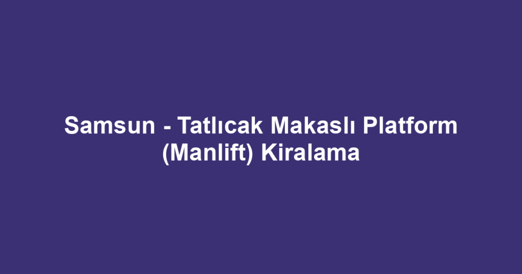 Samsun - Tatlıcak Makaslı Platform (Manlift) Kiralama
