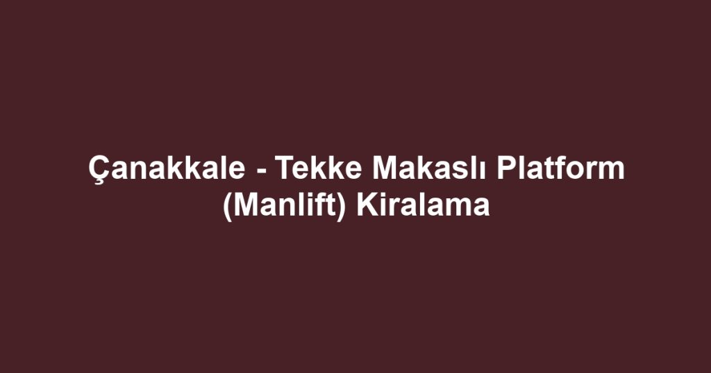 Çanakkale - Tekke Makaslı Platform (Manlift) Kiralama