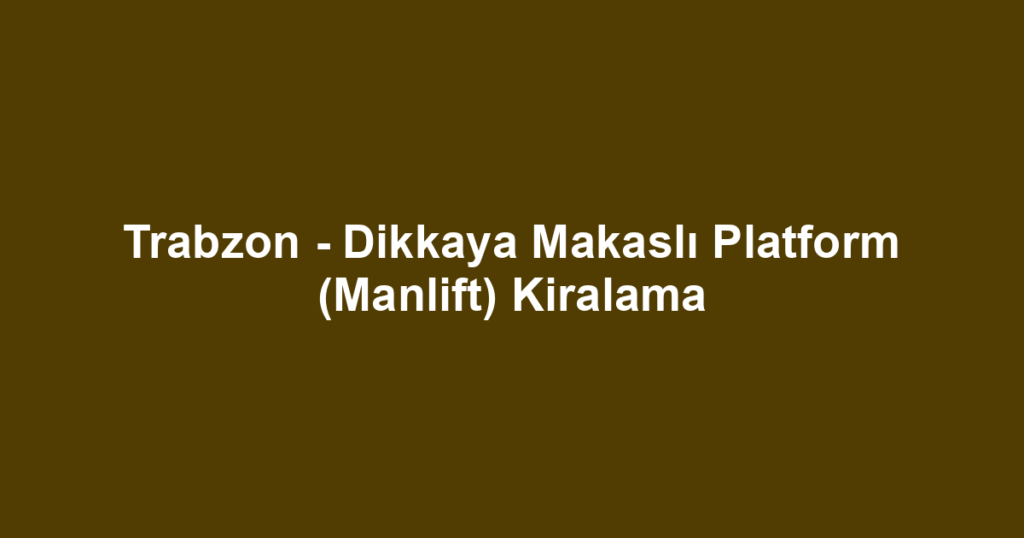 Trabzon - Dikkaya Makaslı Platform (Manlift) Kiralama