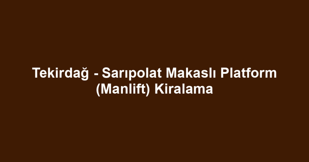 Tekirdağ - Sarıpolat Makaslı Platform (Manlift) Kiralama