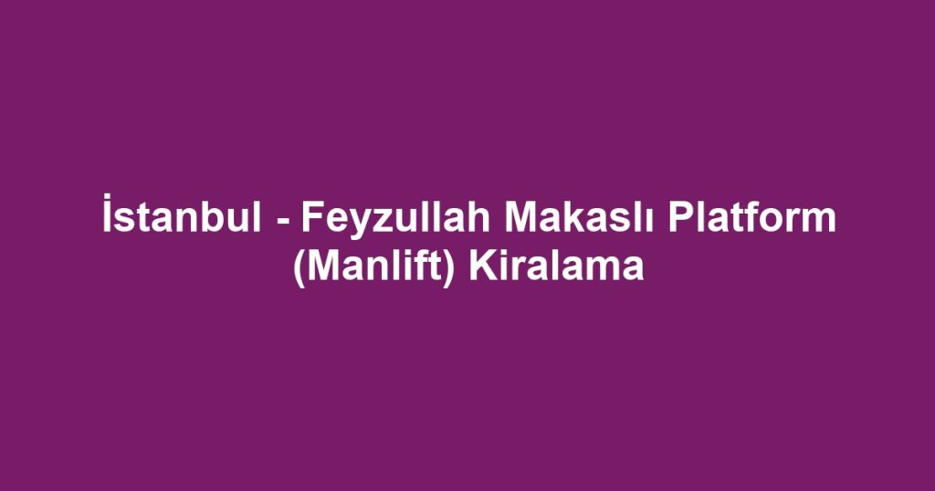 İstanbul - Feyzullah Makaslı Platform (Manlift) Kiralama