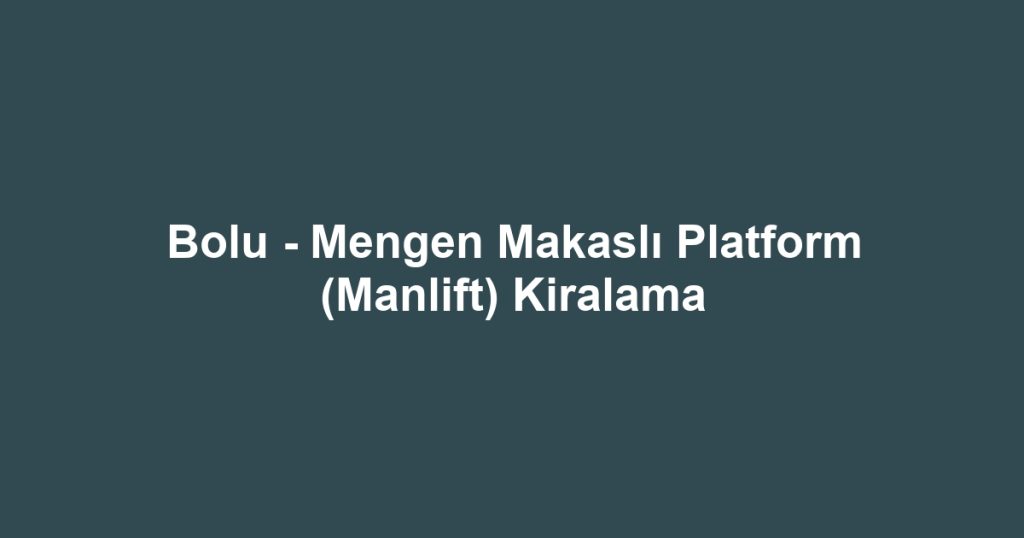 Bolu - Mengen Makaslı Platform (Manlift) Kiralama
