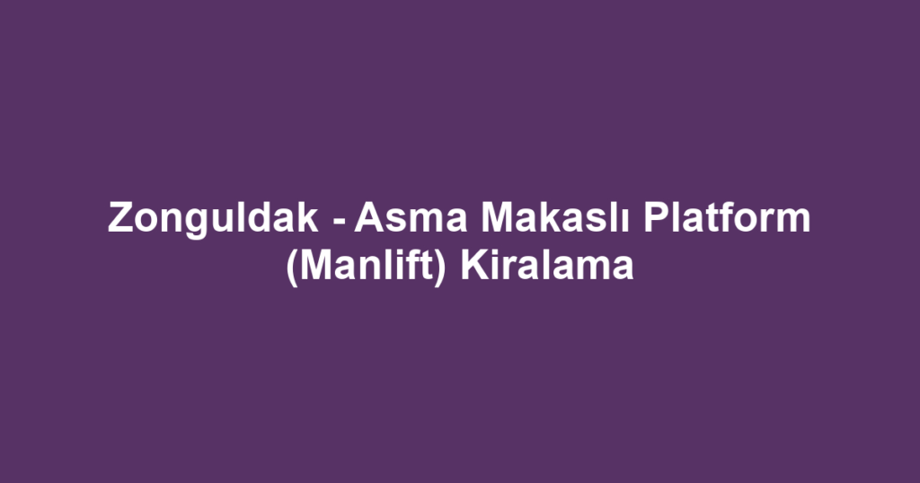 Zonguldak - Asma Makaslı Platform (Manlift) Kiralama