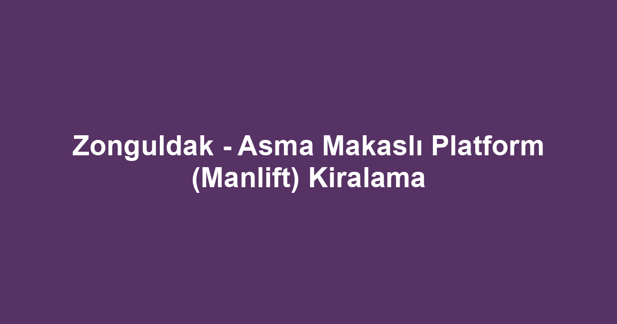 Zonguldak - Asma Makaslı Platform (Manlift) Kiralama