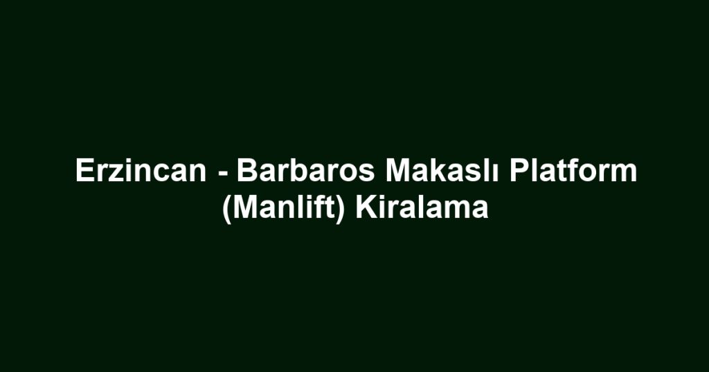 Erzincan - Barbaros Makaslı Platform (Manlift) Kiralama