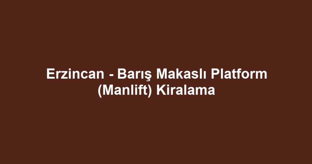 Erzincan - Barış Makaslı Platform (Manlift) Kiralama