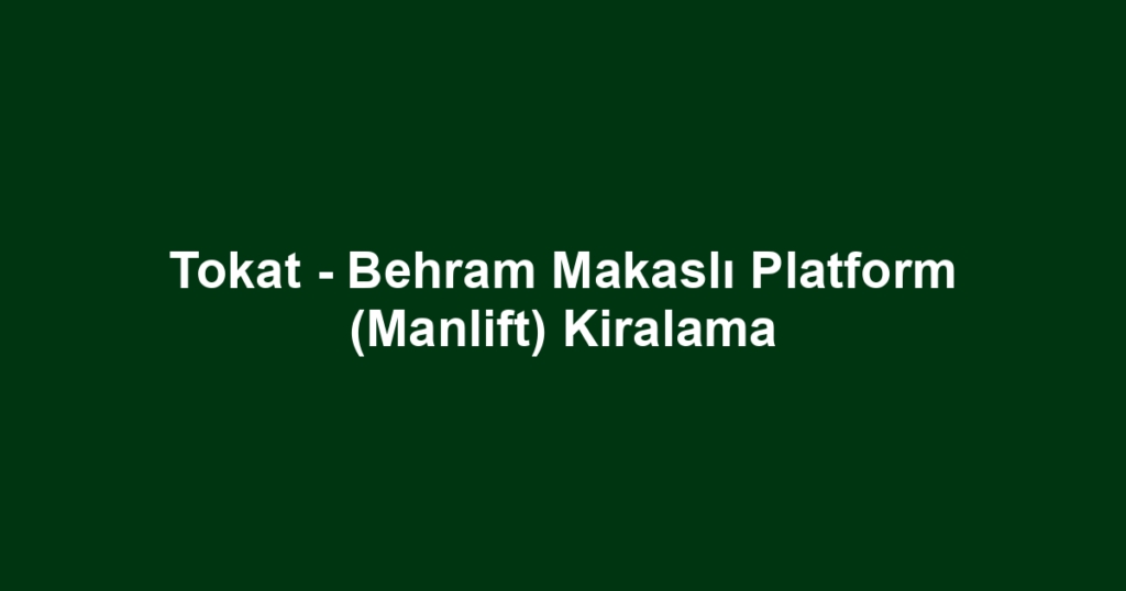 Tokat - Behram Makaslı Platform (Manlift) Kiralama