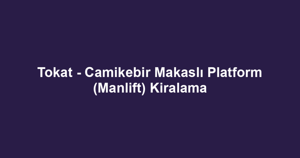 Tokat - Camikebir Makaslı Platform (Manlift) Kiralama