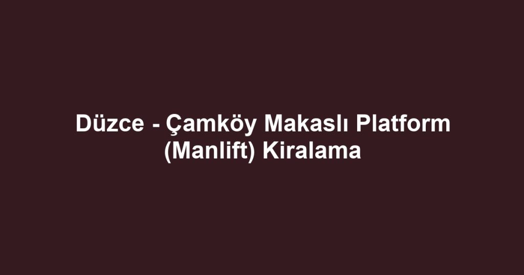 Düzce - Çamköy Makaslı Platform (Manlift) Kiralama
