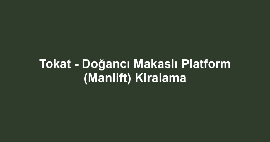 Tokat - Doğancı Makaslı Platform (Manlift) Kiralama