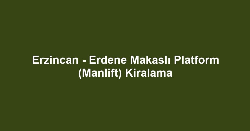 Erzincan - Erdene Makaslı Platform (Manlift) Kiralama