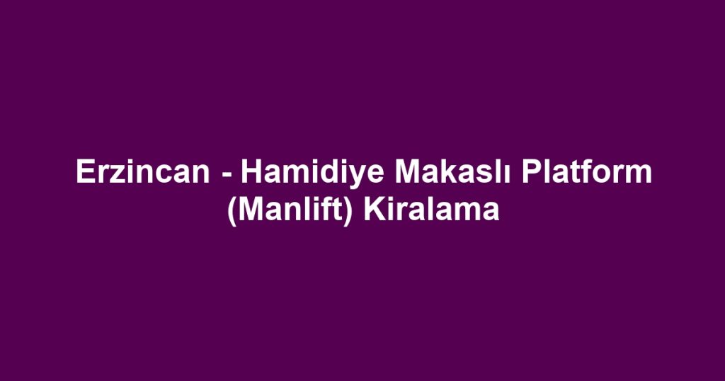 Erzincan - Hamidiye Makaslı Platform (Manlift) Kiralama