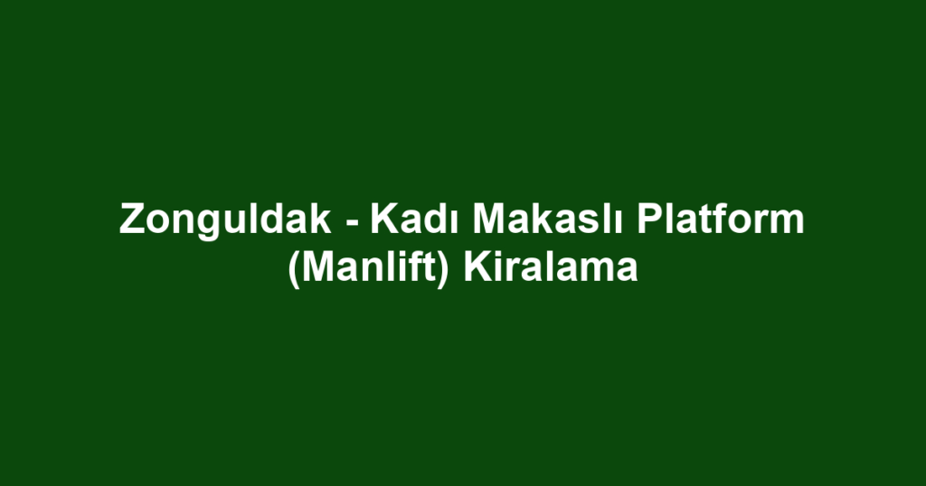Zonguldak - Kadı Makaslı Platform (Manlift) Kiralama