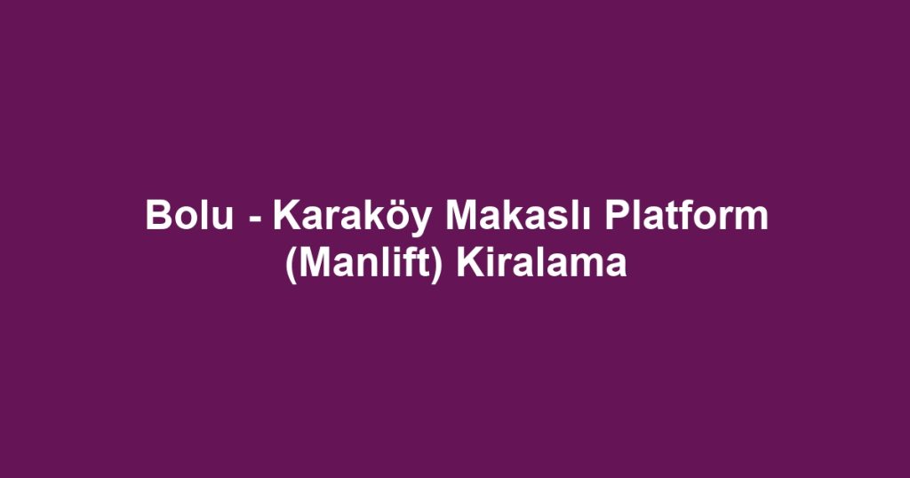 Bolu - Karaköy Makaslı Platform (Manlift) Kiralama