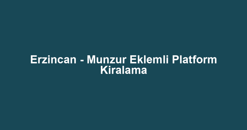 Erzincan - Munzur Eklemli Platform Kiralama