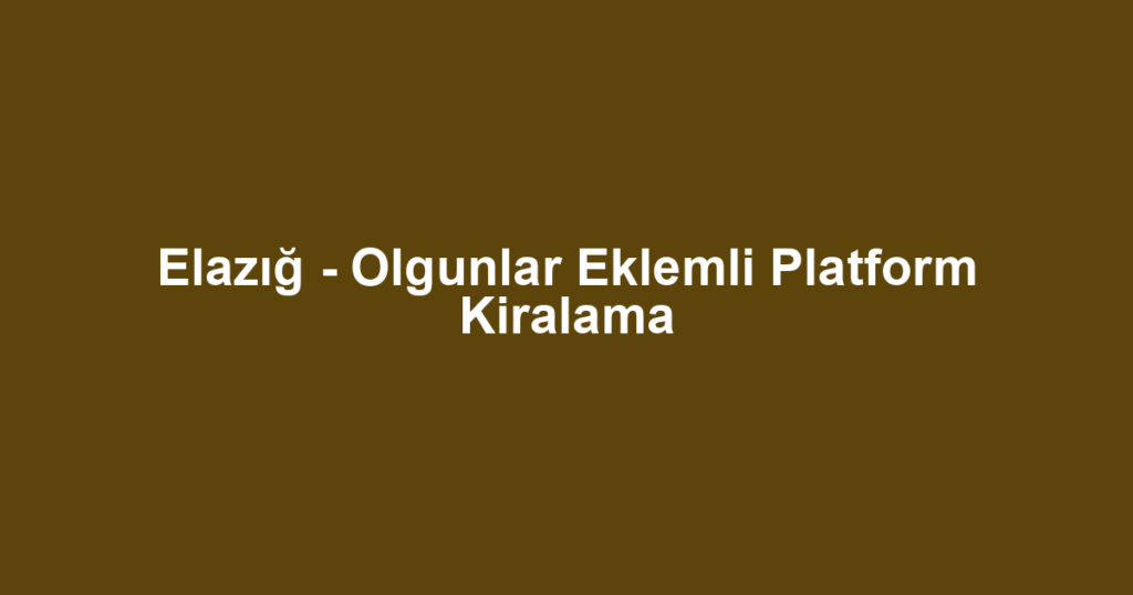 Elazığ - Olgunlar Eklemli Platform Kiralama