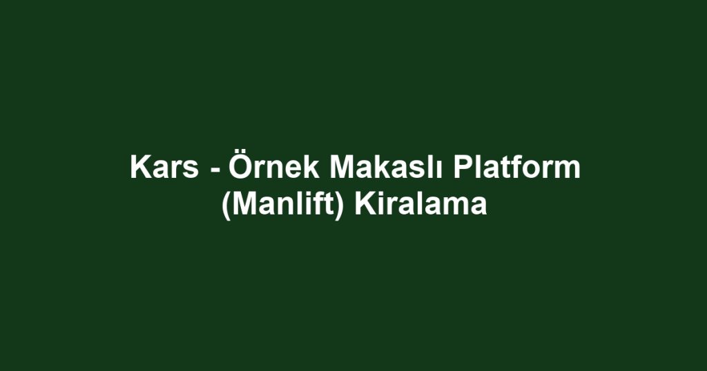 Kars - Örnek Makaslı Platform (Manlift) Kiralama