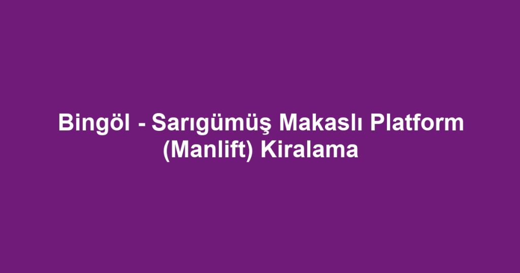 Bingöl - Sarıgümüş Makaslı Platform (Manlift) Kiralama