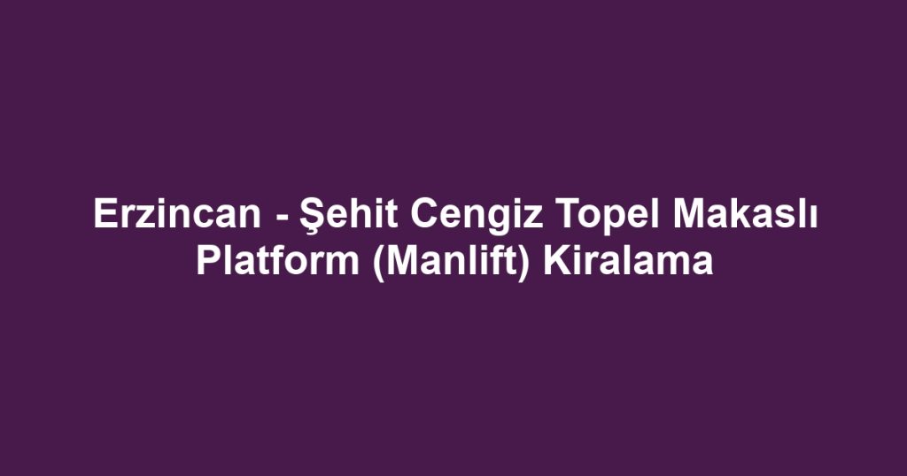 Erzincan - Şehit Cengiz Topel Makaslı Platform (Manlift) Kiralama