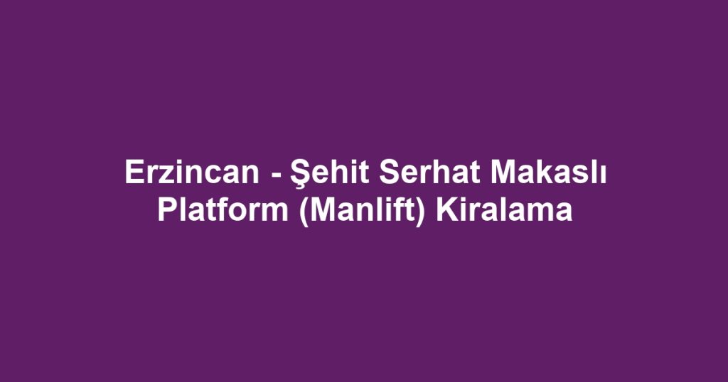 Erzincan - Şehit Serhat Makaslı Platform (Manlift) Kiralama