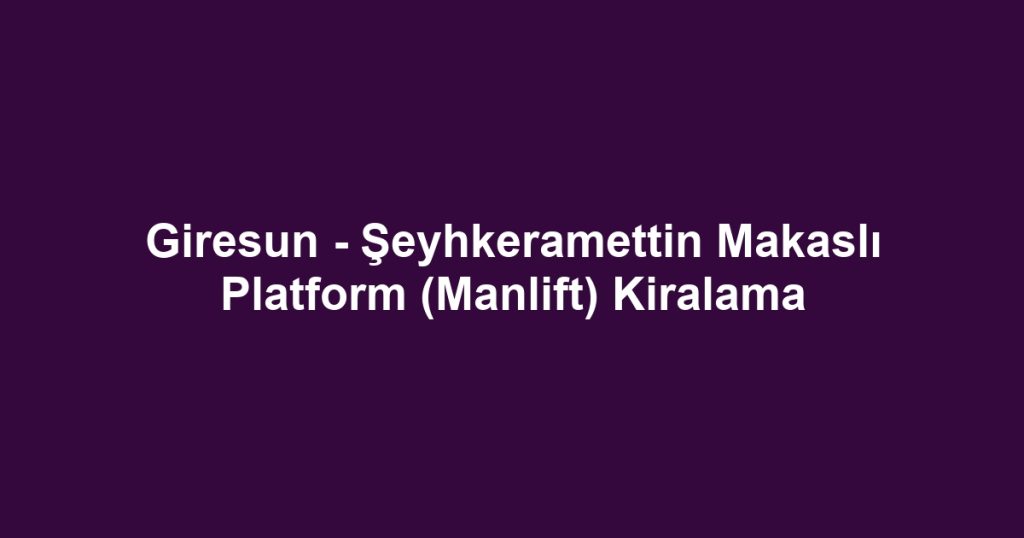 Giresun - Şeyhkeramettin Makaslı Platform (Manlift) Kiralama