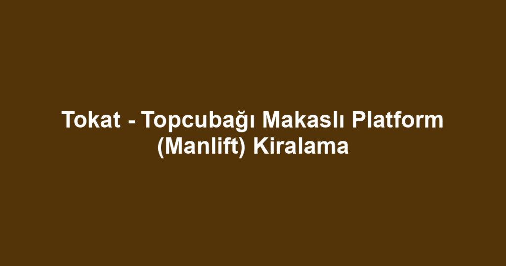 Tokat - Topcubağı Makaslı Platform (Manlift) Kiralama