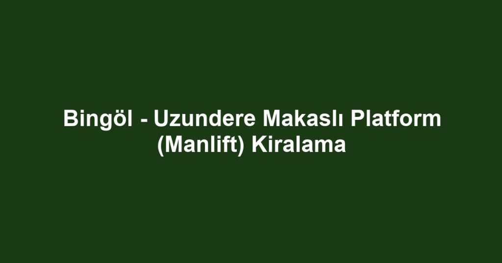Bingöl - Uzundere Makaslı Platform (Manlift) Kiralama