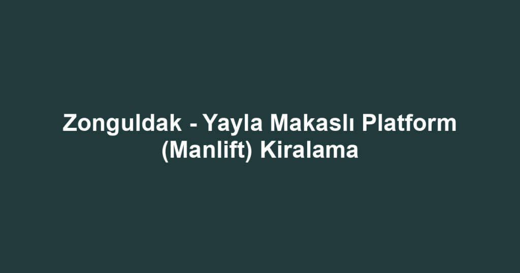Zonguldak - Yayla Makaslı Platform (Manlift) Kiralama