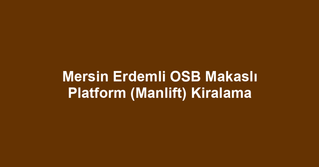 Mersin Erdemli OSB Makaslı Platform (Manlift) Kiralama