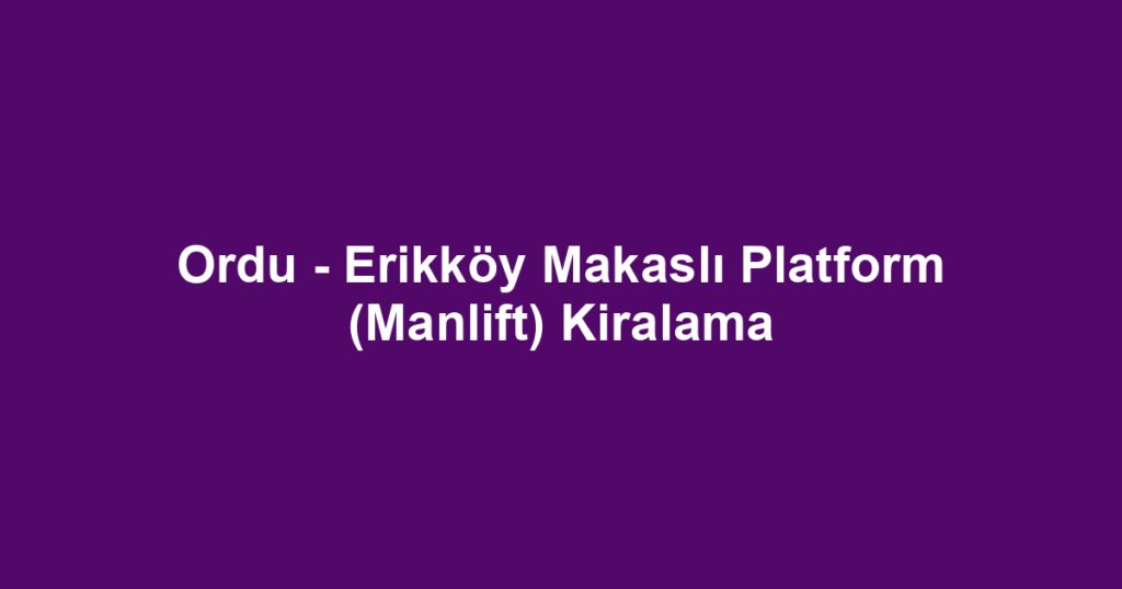 Ordu - Erikköy Makaslı Platform (Manlift) Kiralama