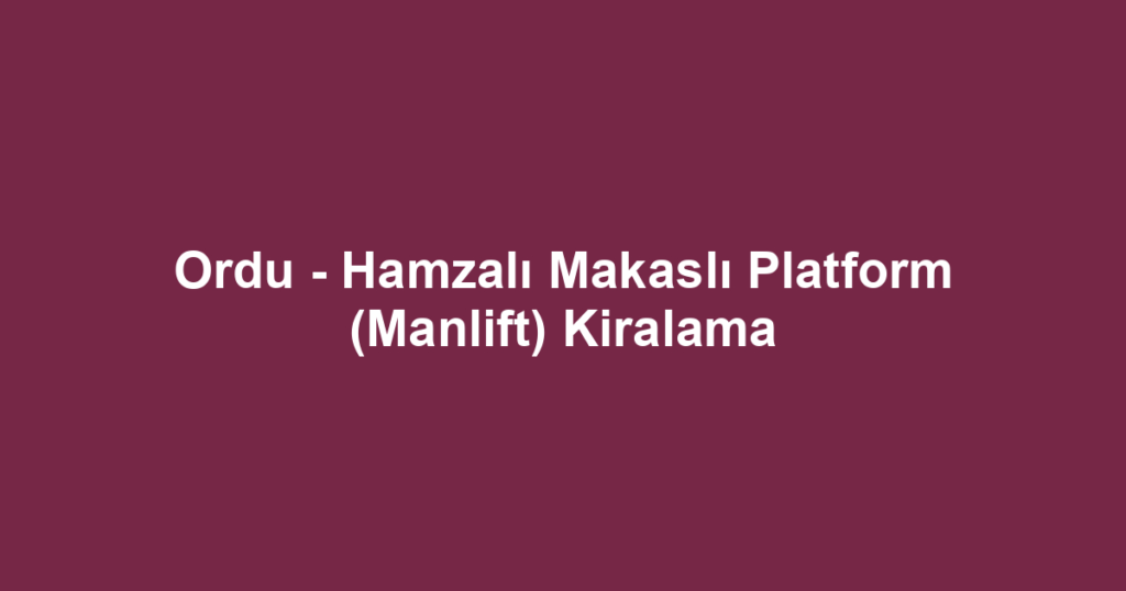 Ordu - Hamzalı Makaslı Platform (Manlift) Kiralama