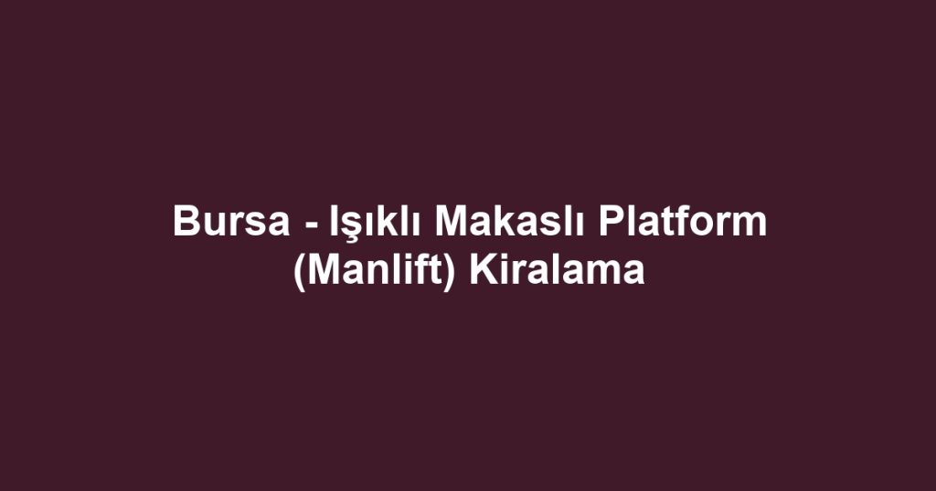 Bursa - Işıklı Makaslı Platform (Manlift) Kiralama