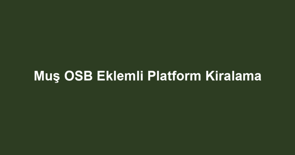Muş OSB Eklemli Platform Kiralama