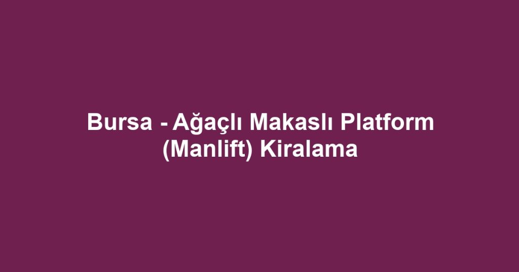 Bursa - Ağaçlı Makaslı Platform (Manlift) Kiralama