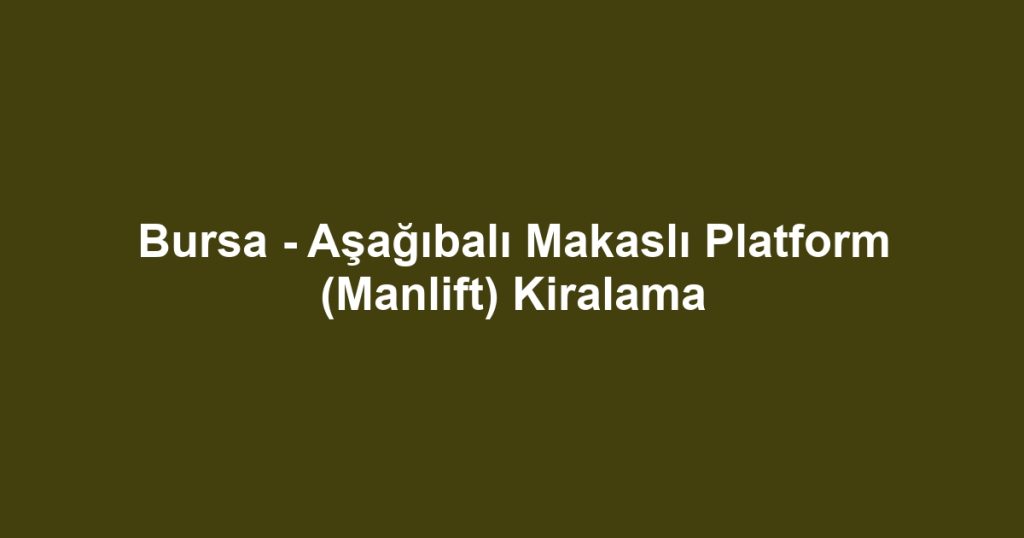 Bursa - Aşağıbalı Makaslı Platform (Manlift) Kiralama