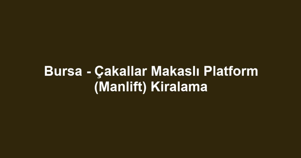 Bursa - Çakallar Makaslı Platform (Manlift) Kiralama