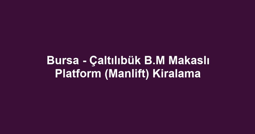 Bursa - Çaltılıbük B.M Makaslı Platform (Manlift) Kiralama