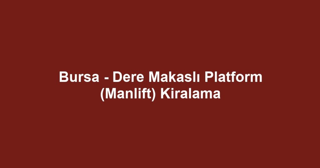 Bursa - Dere Makaslı Platform (Manlift) Kiralama