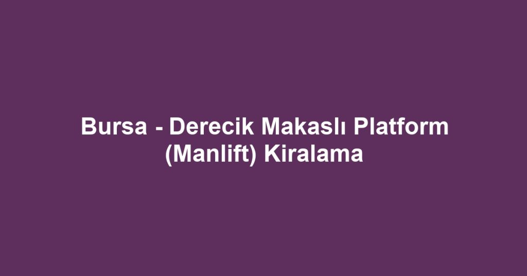 Bursa - Derecik Makaslı Platform (Manlift) Kiralama