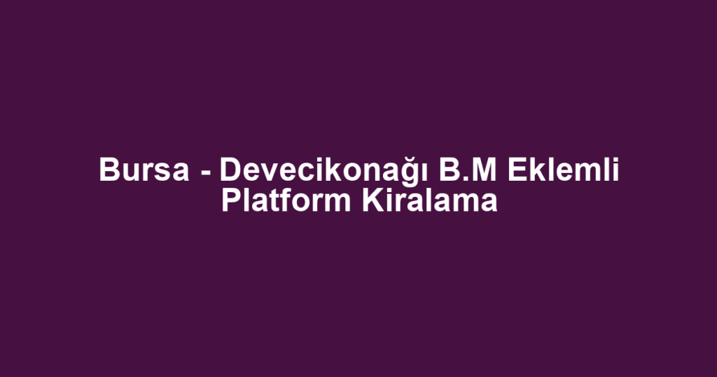 Bursa - Devecikonağı B.M Eklemli Platform Kiralama