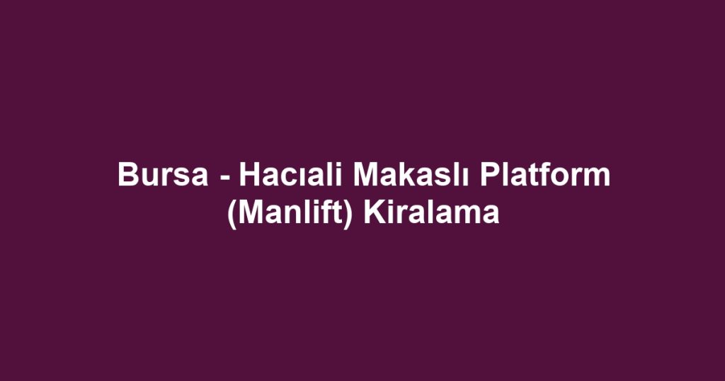 Bursa - Hacıali Makaslı Platform (Manlift) Kiralama
